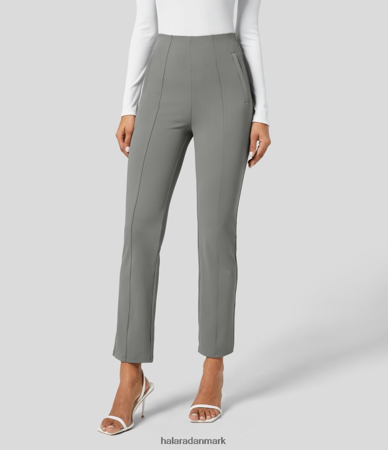 aktivt tøj dk Halara Kvinder højtaljede lynlåslomme i siden 7/8 arbejdsbukser stille storm TH606J401