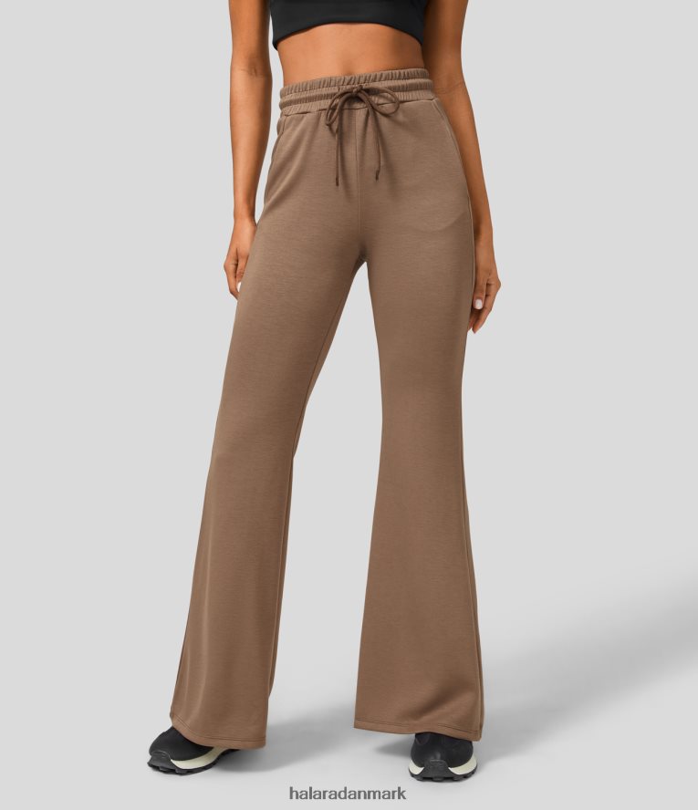 aktivt tøj dk Halara Kvinder højtaljede snørebukser med flare yoga i sidelomme rå umber TH606J387