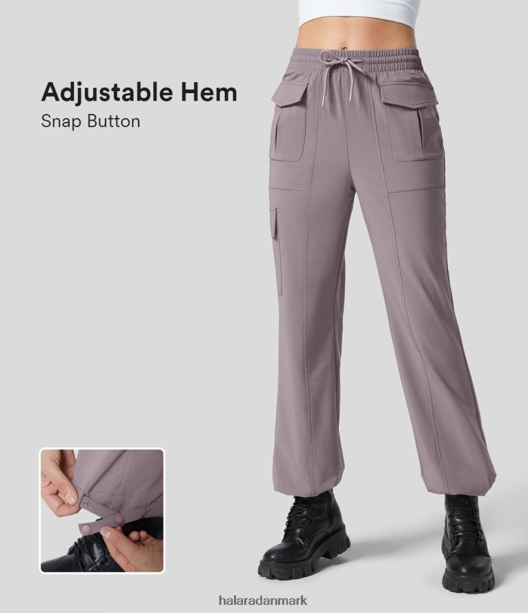 aktivt tøj dk Halara Kvinder mellemhøjde bukser med flap med snøre og justerbar trykknapper lilla due TH606J268