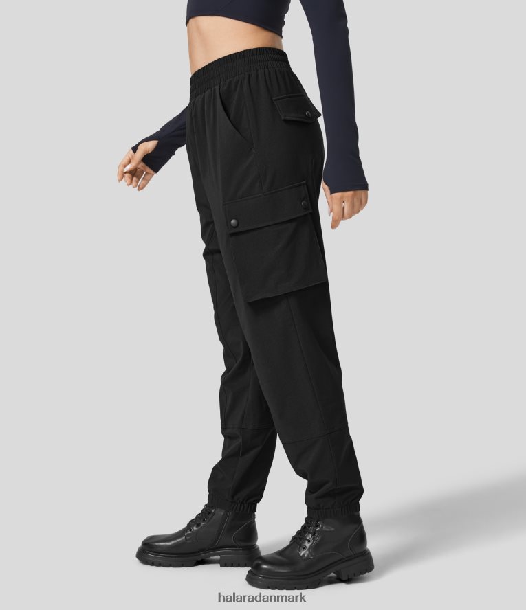 aktivt tøj dk Halara Kvinder mellemhøje flere lommer vandreharem cargo bukser sort TH606J284