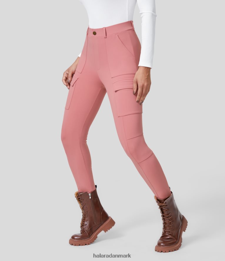 aktivt tøj dk Halara Kvinder softlyzero øko højtaljede skinny arbejdsbukser med flere lommer slik pink TH606J423