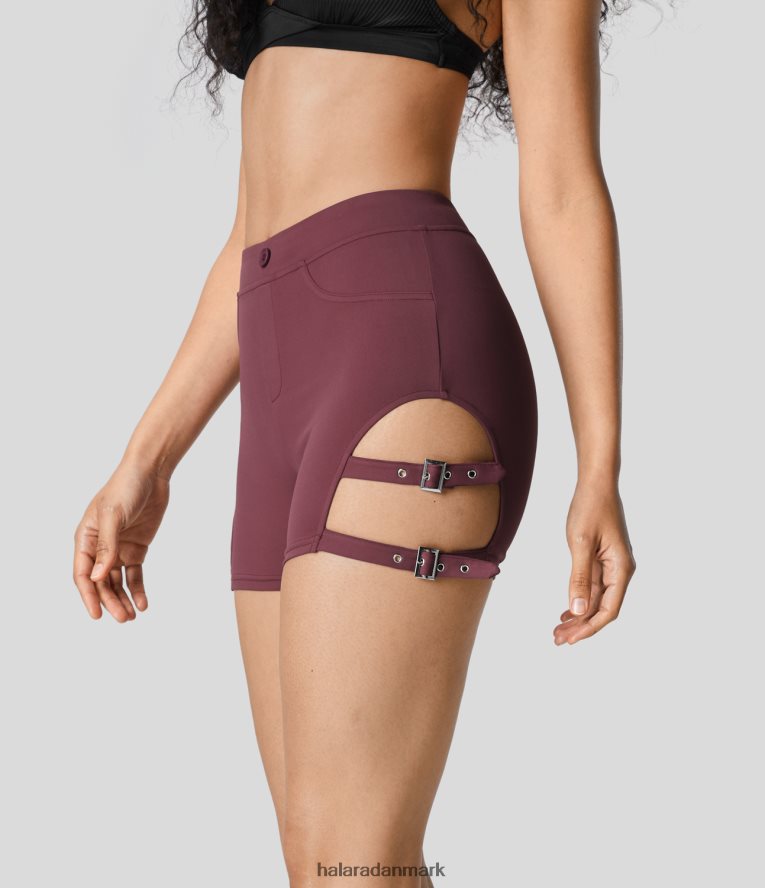 aktivt tøj dk Halara Kvinder højtaljede, justerbare spænde casual bikershorts 3'' rød mahogni TH606J1427