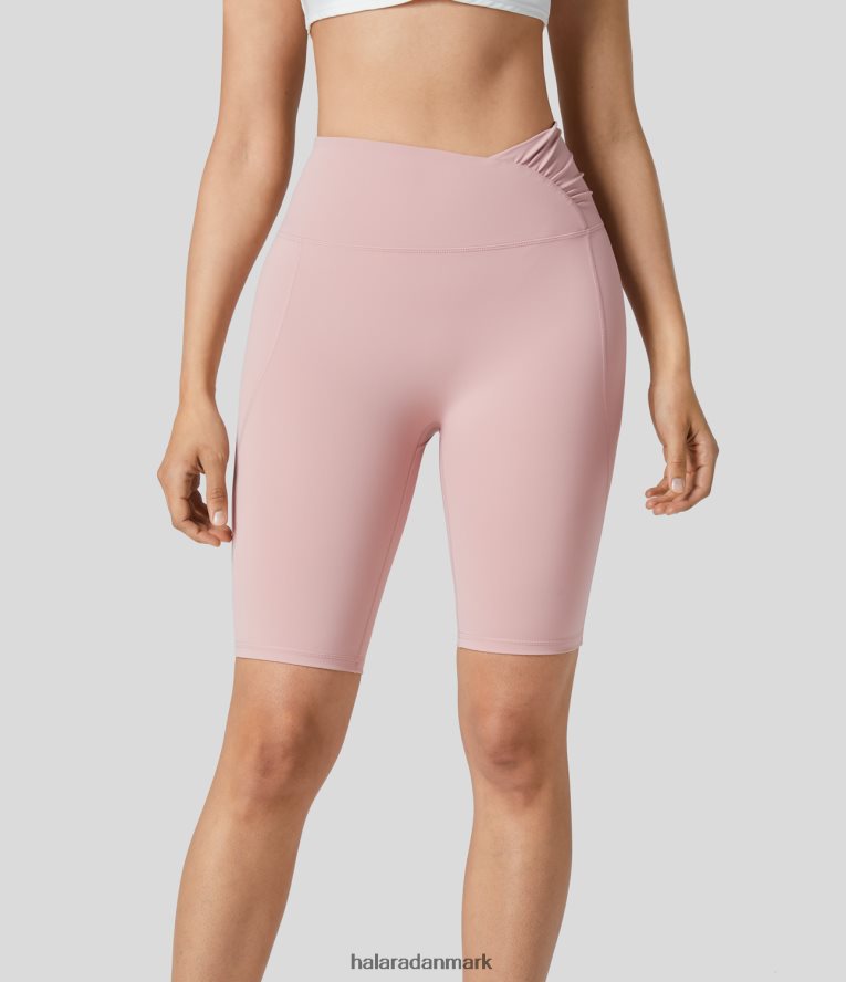 aktivt tøj dk Halara Kvinder højtaljede rynkede yogabikershorts lotus TH606J1442
