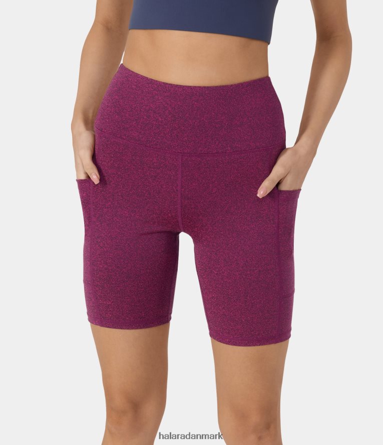 aktivt tøj dk Halara Kvinder højtaljede sidelomme yoga bikershorts 7" kastanje rødgrå TH606J1444