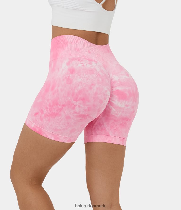 aktivt tøj dk Halara Kvinder sømløst flow højtaljede ruched tie dye yoga bikershorts 5'' tie-dye blomst TH606J1421