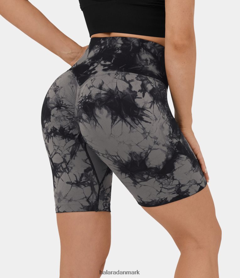 aktivt tøj dk Halara Kvinder sømløst flow højtaljede rynket tie dye yoga bikershorts original TH606J1438