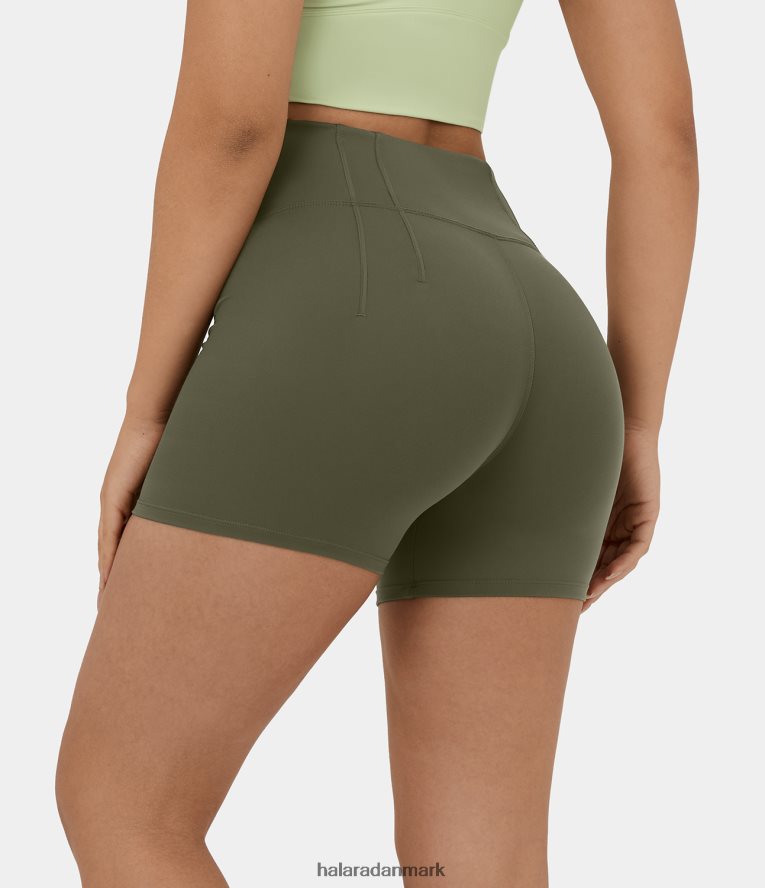 aktivt tøj dk Halara Kvinder softlyzero plys højtaljede almindelige yoga bikershorts 5'' græs grågrøn TH606J1435