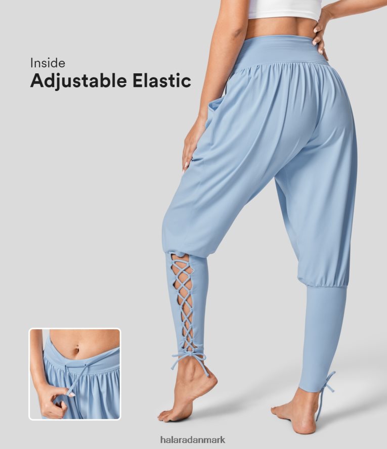 aktivt tøj dk Halara Kvinder Mellemhøj indvendig justerbar elastisk sidelomme med snørebånd til afslappede joggere Engel falder TH606J49