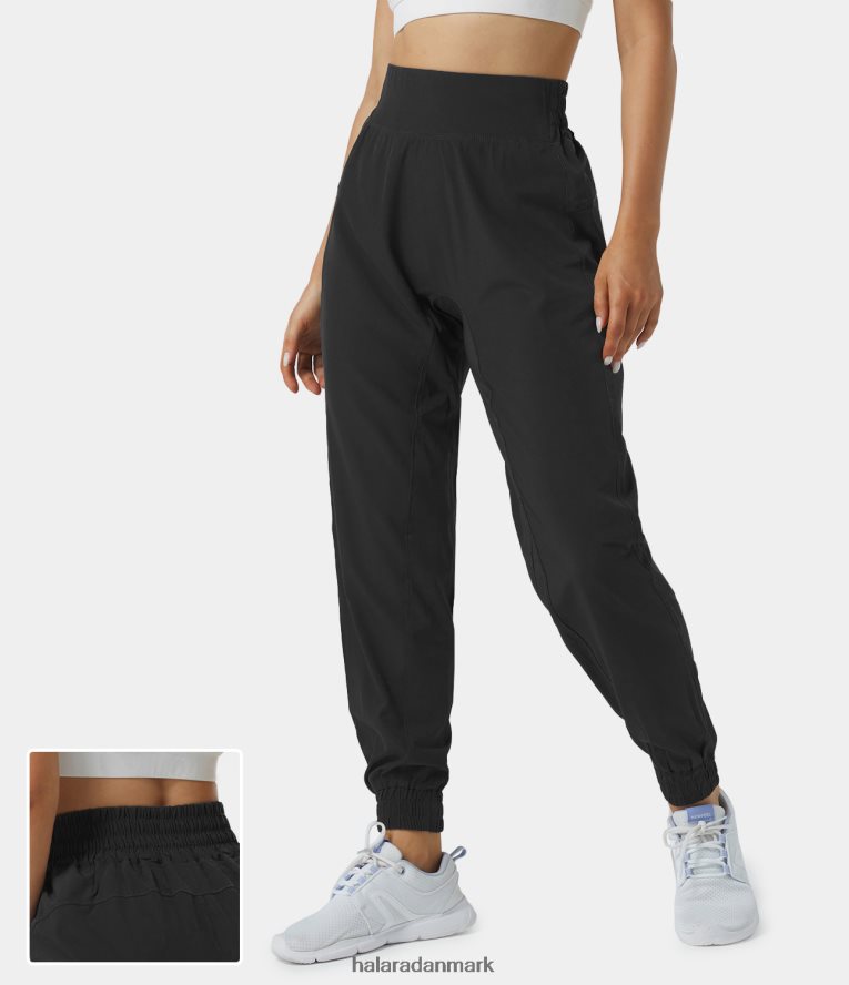 aktivt tøj dk Halara Kvinder afslappede joggers med høj talje, elastisk linning sort TH606J47