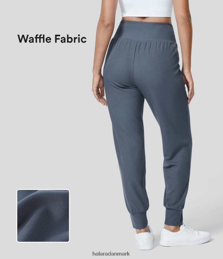 aktivt tøj dk Halara Kvinder højtaljede almindelige sidelomme yoga joggers med vaffel grisaille TH606J70