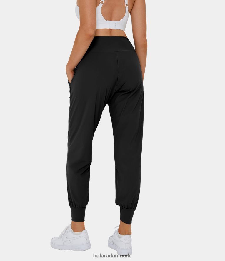 aktivt tøj dk Halara Kvinder højtaljede almindelige sidelomme yoga joggers sort TH606J3