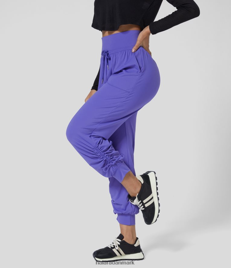 aktivt tøj dk Halara Kvinder højtaljede snøre, plet-sidelomme ankellængde tilspidsede afslappede joggers tåget lavendel TH606J20
