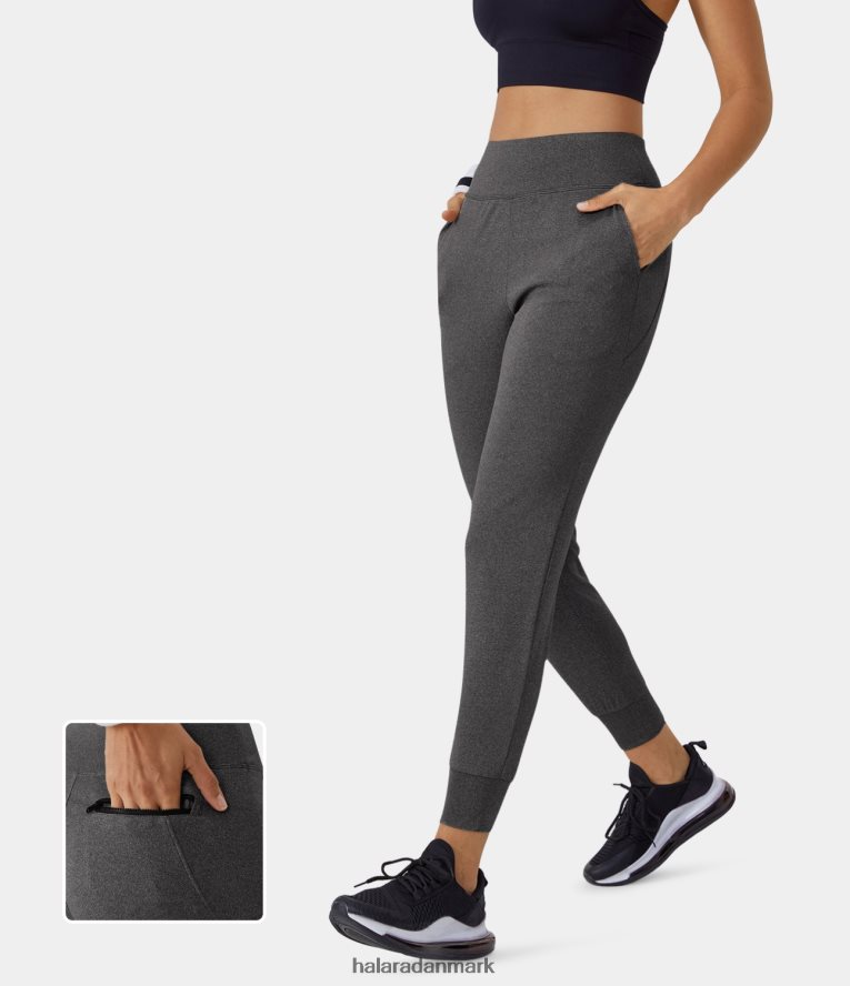 aktivt tøj dk Halara Kvinder højtaljet sidelomme plus lynlåslomme bagpå pendlerjoggere grålig sort TH606J80