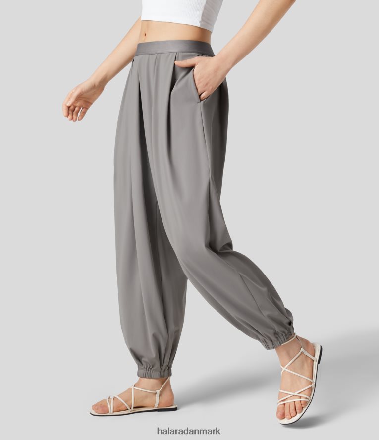 aktivt tøj dk Halara Kvinder mellemhøj sidelomme flettet relax resort joggers tårngrå TH606J66