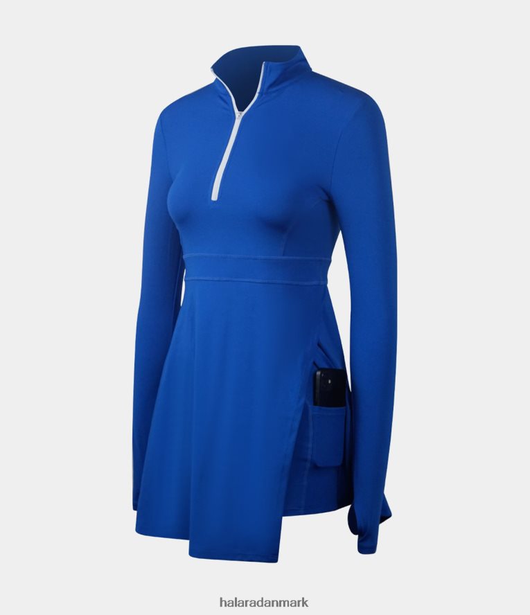 aktivt tøj dk Halara Kvinder halv lynlås tommelfinger hul split 2-delt lomme tennis aktiv kjole tyrkiske hav TH606J940