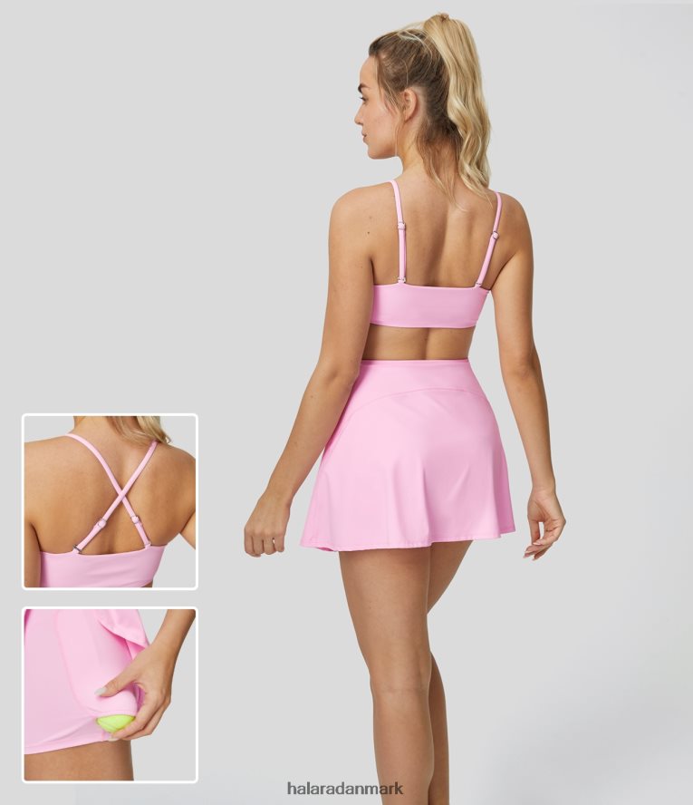 aktivt tøj dk Halara Kvinder softlyzero luftig justerbar strop rygløs 2-i-1 lomme mini slip cool touch tennis aktiv kjole næsegrus TH606J963