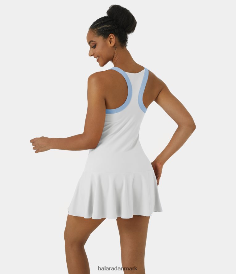 aktivt tøj dk Halara Kvinder softlyzero luftig rygløs racerback 2-i-1 lomme cool touch flare mini pickleball aktiv kjole hvid TH606J910