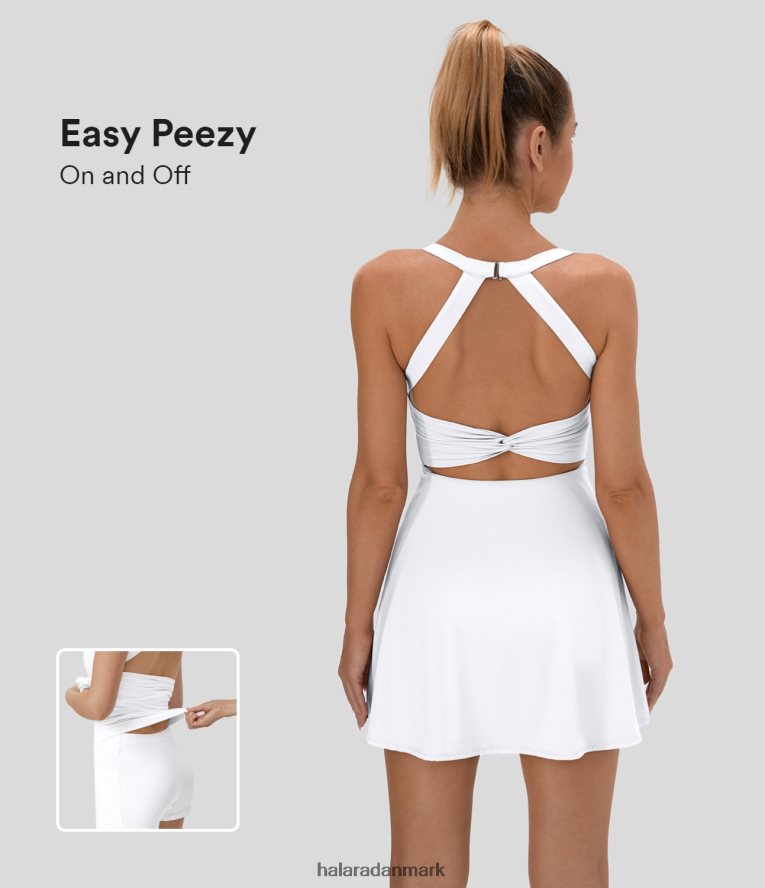 aktivt tøj dk Halara Kvinder softlyzero luftig rygløs snoet cool touch pickleball aktiv kjole-easy peezy edition hvid TH606J854