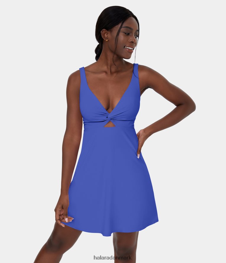 aktivt tøj dk Halara Kvinder softlyzero luftig snoet rygløs 2-i-1 lomme cool touch dans aktiv kjole aster blå TH606J834