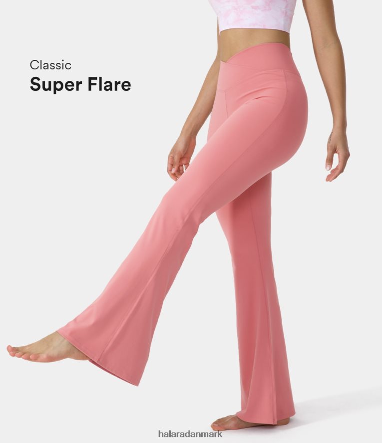 aktivt tøj dk Halara Kvinder crossover højtaljede baglomme super flare leggings slik pink TH606J291