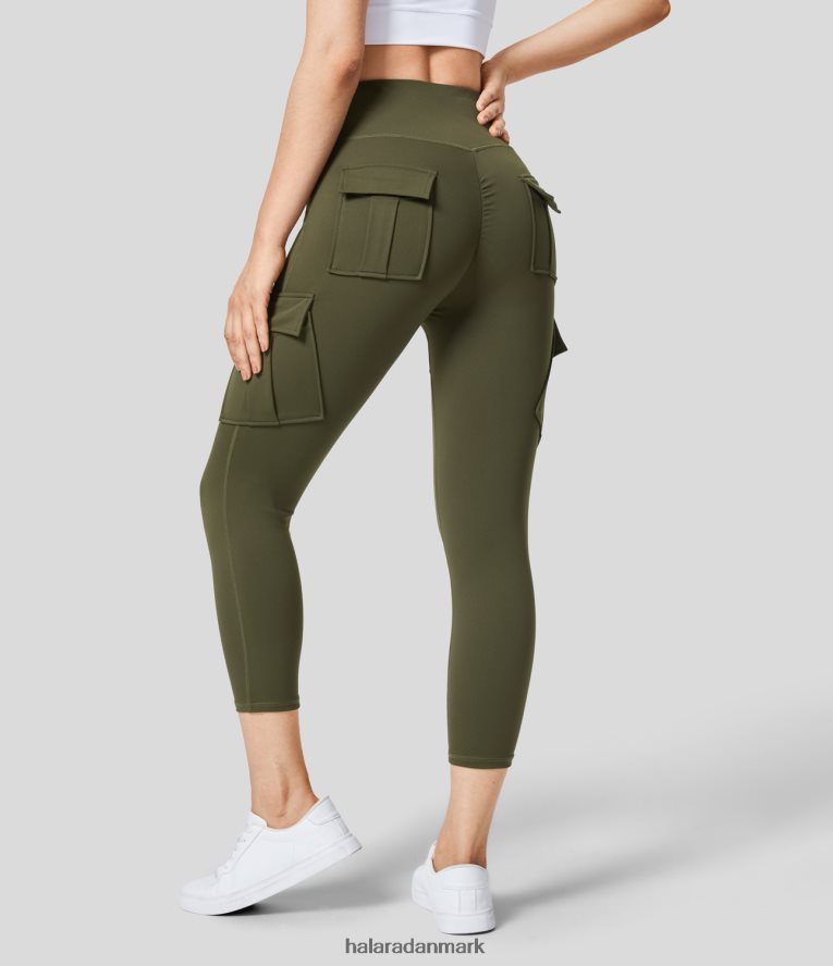 aktivt tøj dk Halara Kvinder højtaljede cargo lomme capri yoga leggings skovnat TH606J238