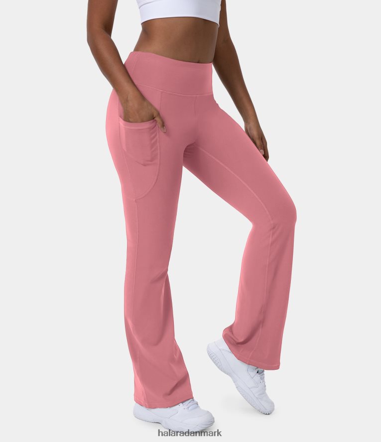 aktivt tøj dk Halara Kvinder højtaljede sidelomme let flare leggings lilla pink TH606J360