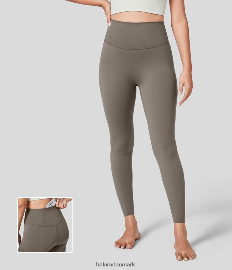 aktivt tøj dk Halara Kvinder højtaljet baglomme 7/8 yoga leggings brindle TH606J1567
