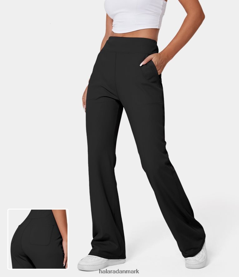 aktivt tøj dk Halara Kvinder leggings med ensfarvet flare med høj talje i sidelomme sort TH606J298