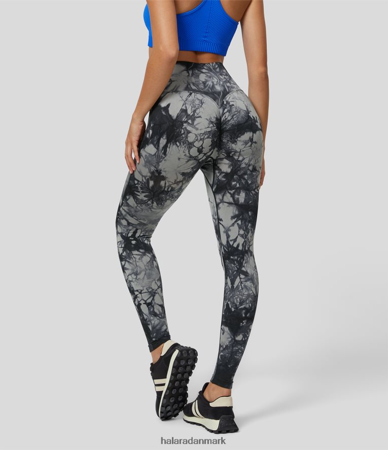 aktivt tøj dk Halara Kvinder sømløst flow super højtaljede tie dye yoga leggings tie-dye fossil grå TH606J1453