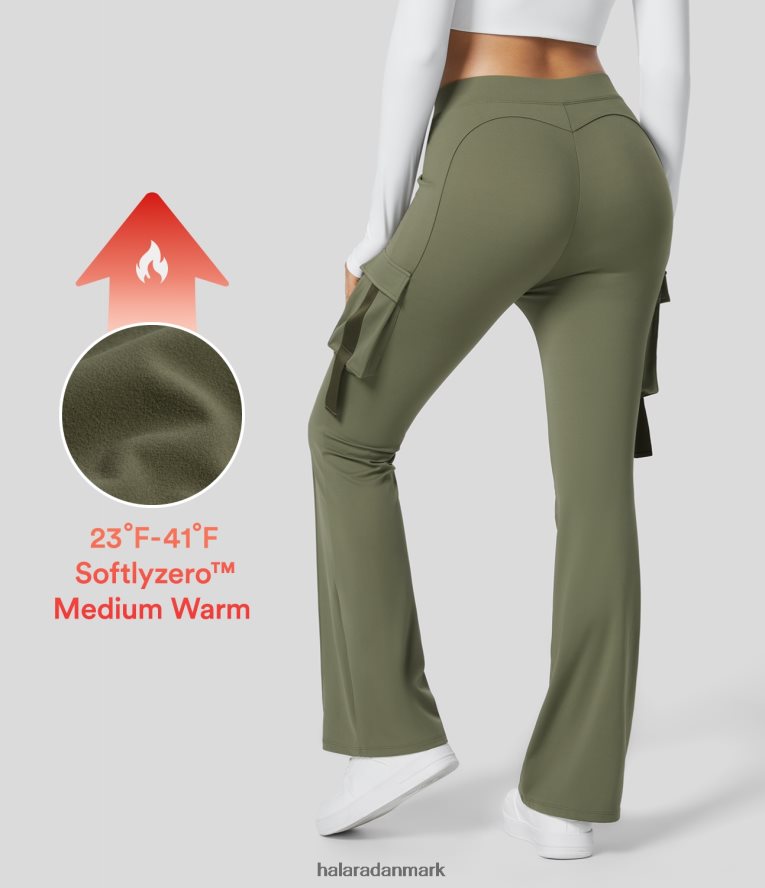 aktivt tøj dk Halara Kvinder softlyzero fleece leggings i fuld længde græs grågrøn TH606J271