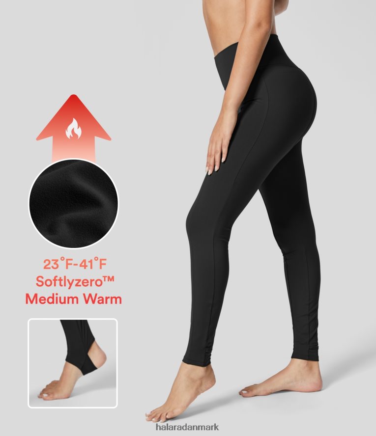 aktivt tøj dk Halara Kvinder softlyzero fleece-leggings med høj talje, topsyede yogastigbøjler sort TH606J1491