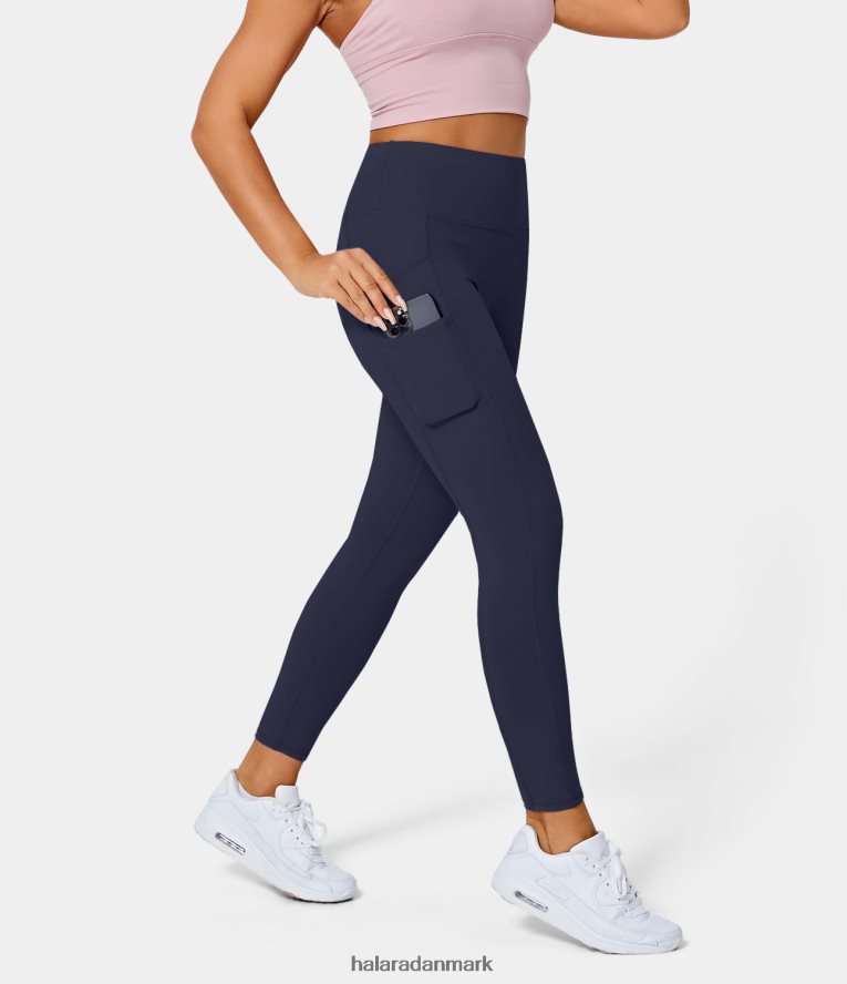 aktivt tøj dk Halara Kvinder softlyzero højtaljede dobbeltlommer almindelige leggings peacoat TH606J1462