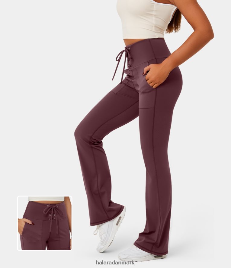 aktivt tøj dk Halara Kvinder softlyzero plys leggings med høj taljet snor med dyb lomme med flare original TH606J309