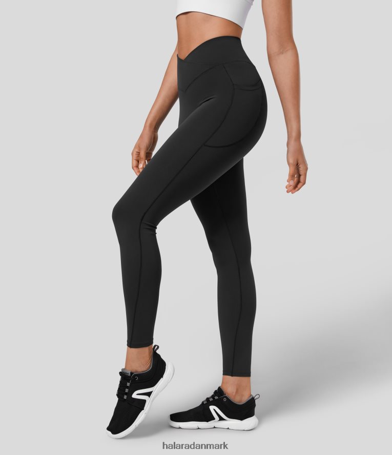 aktivt tøj dk Halara Kvinder speedwave højtaljede crossover lomme hurtigtørrende 7/8 træningsleggings sort TH606J1556
