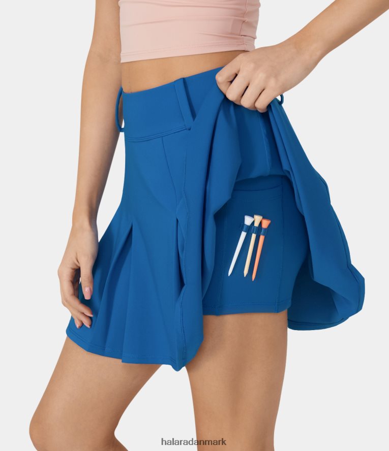 aktivt tøj dk Halara Kvinder højtaljet 2-i-1 lomme en line plisseret golfnederdel-golf tee-lomme tyrkiske hav TH606J514