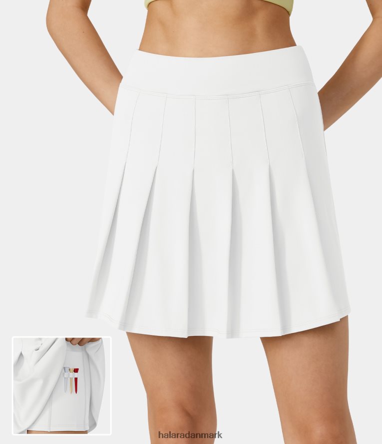 aktivt tøj dk Halara Kvinder højtaljet 2-i-1 lomme mini plisseret golfnederdel-golf tee-lomme hvid TH606J673