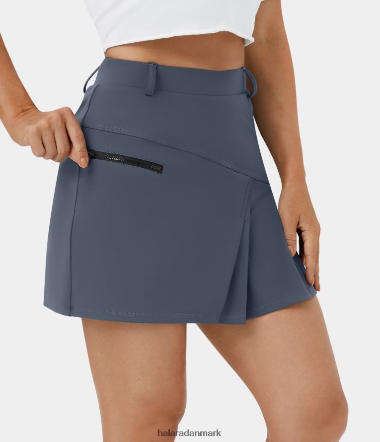 aktivt tøj dk Halara Kvinder højtaljet 2-i-1 sidelomme plisseret golfnederdel nat havblåt TH606J607