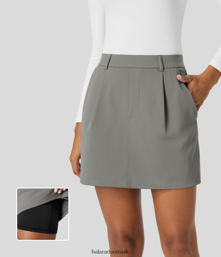 aktivt tøj dk Halara Kvinder højtaljet pletsidelomme 2-i-1 en linje arbejdsnederdel stille storm TH606J540