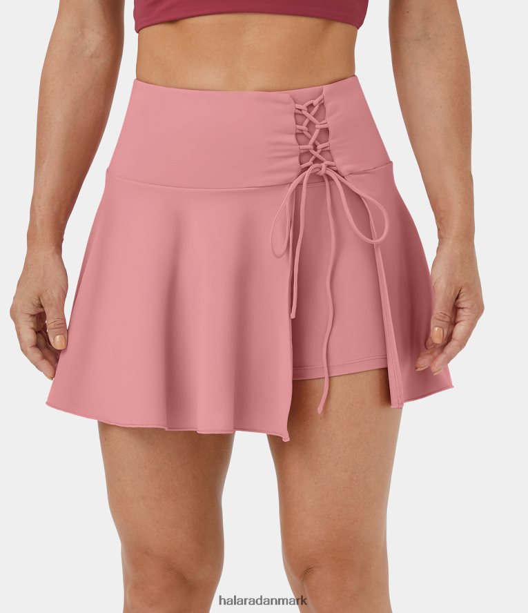 aktivt tøj dk Halara Kvinder softlyzero luftig højtaljet snørebånd 2-i-1 sidelomme flare cool touch danseskørt rosa lyserød TH606J647