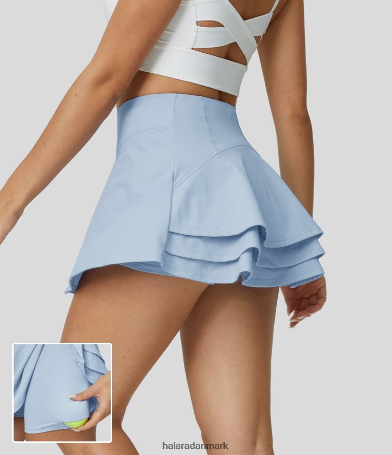 aktivt tøj dk Halara Kvinder softlyzero luftig højtaljet v-formet lagdelt flæse 2-i-1 sidelomme mini cool touch tennisnederdel Engel falder TH606J527