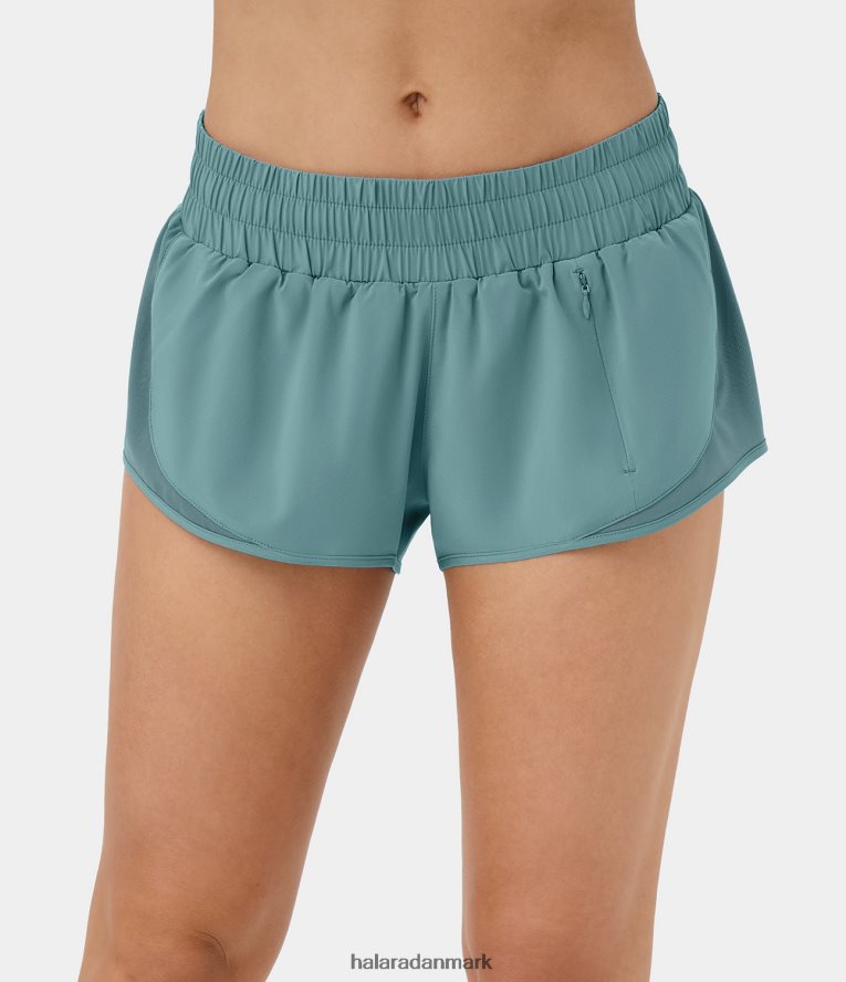 aktivt tøj dk Halara Kvinder luftig lav talje indvendig lynlåslomme 2-i-1 hurtigtørrende løbeshorts 2,5" mineralblå TH606J1276
