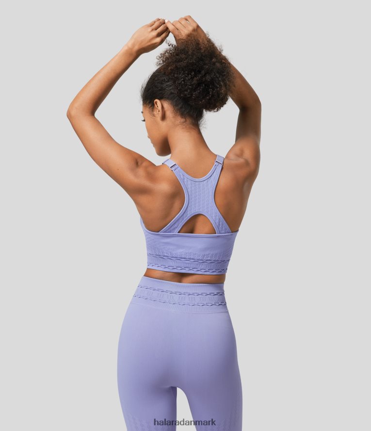 aktivt tøj dk Halara Kvinder sømløs flow lav støtte rygløs racerback udskæring justerbar rem yoga sports bh baby lavendel TH606J1613