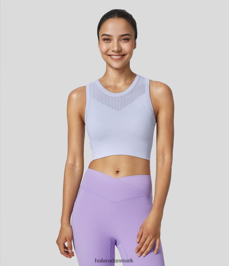 aktivt tøj dk Halara Kvinder sømløs flow medium support mesh trænings sports bh blåregn TH606J1599