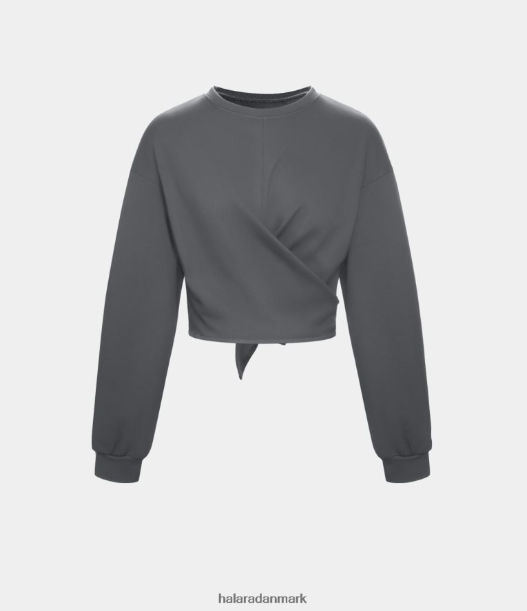 aktivt tøj dk Halara Kvinder faldet skulder binde tilbage cropped casual sports sweatshirt lavarøg TH606J1937