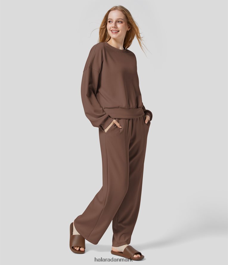 aktivt tøj dk Halara Kvinder rund hals, faldet skulder løs pasform afslappet sports sweatshirt mustang TH606J2016