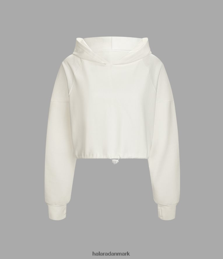 aktivt tøj dk Halara Kvinder snøre med hætte i kontrast mesh cropped yoga sports sweatshirt hvid TH606J1954