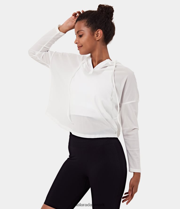 aktivt tøj dk Halara Kvinder gennemsigtig hættetræksnor sports top-ingen tank top hvid TH606J1696