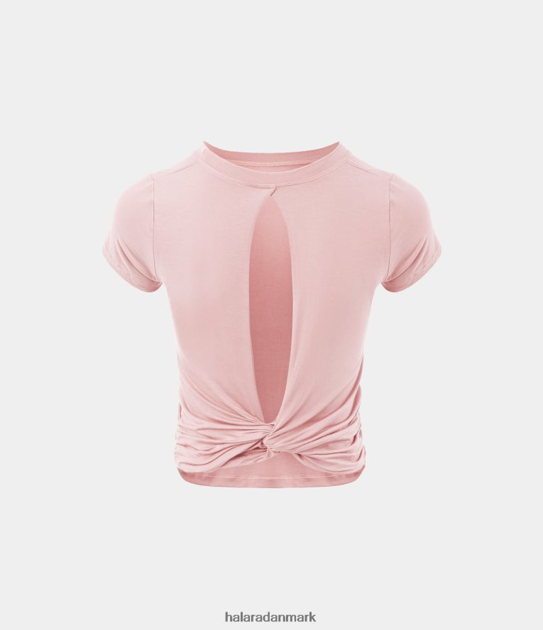 aktivt tøj dk Halara Kvinder kortærmet snoet sportstop med udskæring knap pink TH606J1851