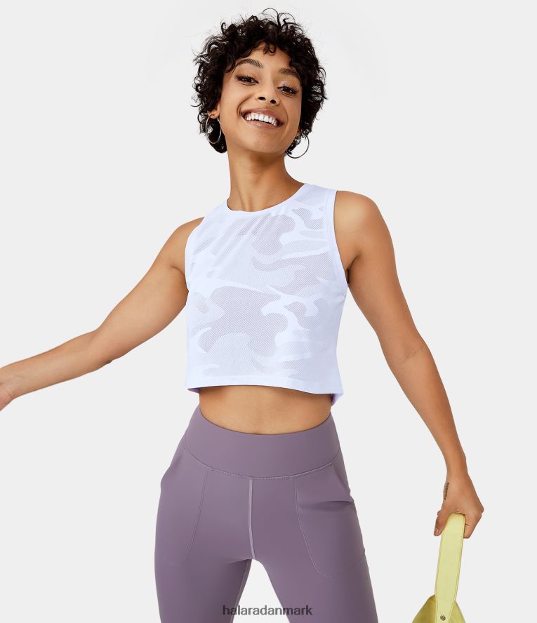 aktivt tøj dk Halara Kvinder løs camo cropped tanktop hvid TH606J1709
