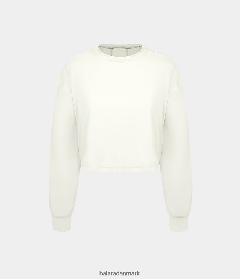 aktivt tøj dk Halara Kvinder nedfældet skulder langærmet cropped sportstop sne hvid TH606J1864